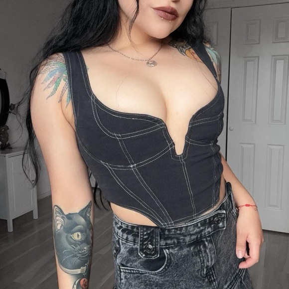 ❤️‍🔥 Punk Goth Grunge Emo Bustier Crop Top - Picture 1 of 7